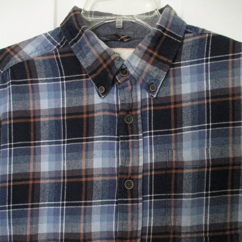 Weatherproof Vintage Mens L/S Blue Cotton Flannel Button Down Casual Shirt - M